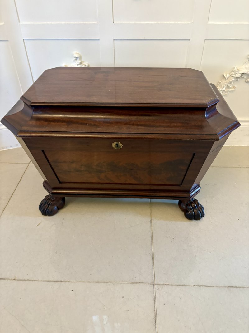 Antique Regency Quality Figured Mahogany Freestanding Wine Cooler